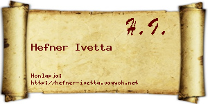 Hefner Ivetta névjegykártya